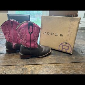 Roper boots.  Pink and Brown.  Size 8 toddler